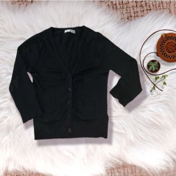 SIBLINGS- Girls Super Soft Black Cardigan with double pockets- M- rare - Picture 2 of 4